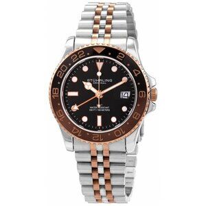 NWT Authentic Stuhrling Original Aquadiver Black Dial Men's Watch